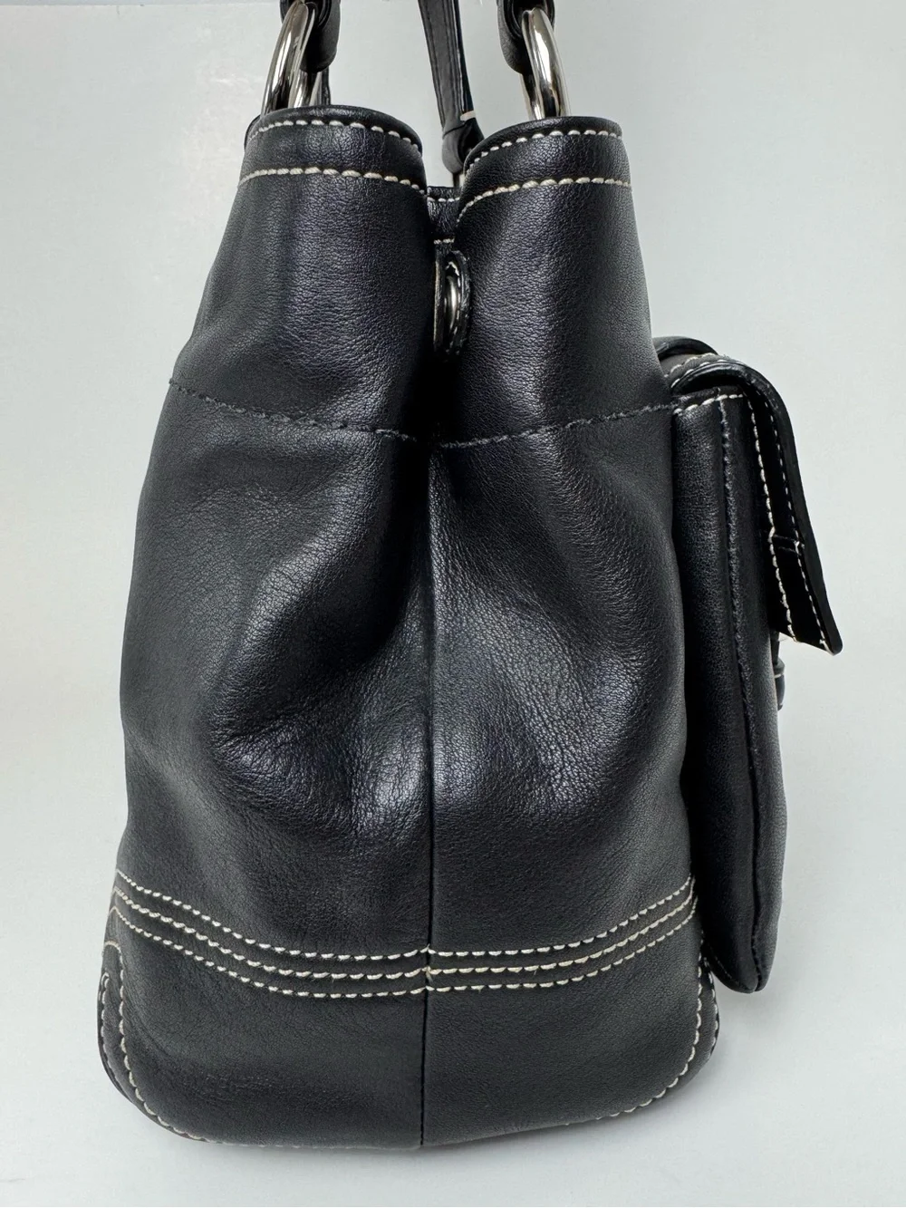 Coach Soho Black Leather Double Buckle Pocket Shoulder Bag-F08A09 -Y2K